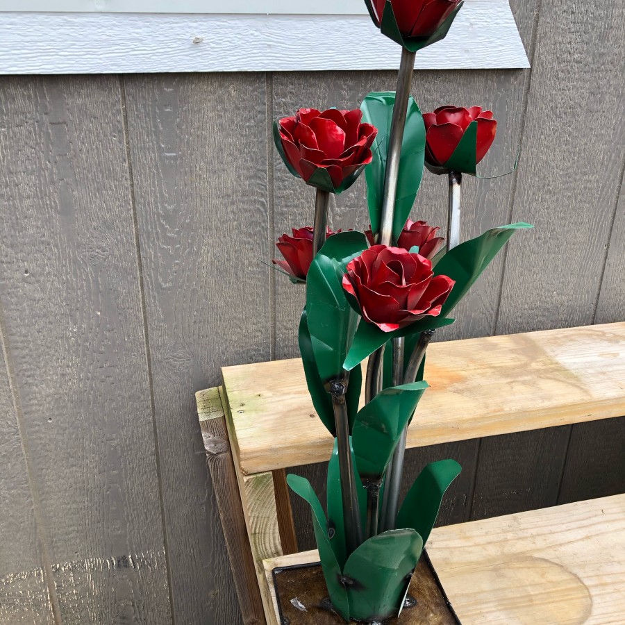 Metal Rose - Large Red